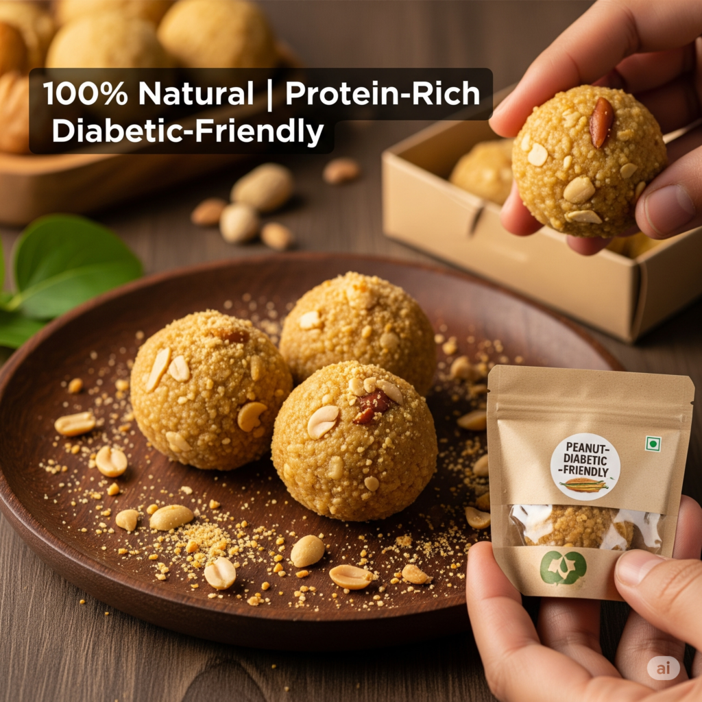handmade peanut and jagary laddu